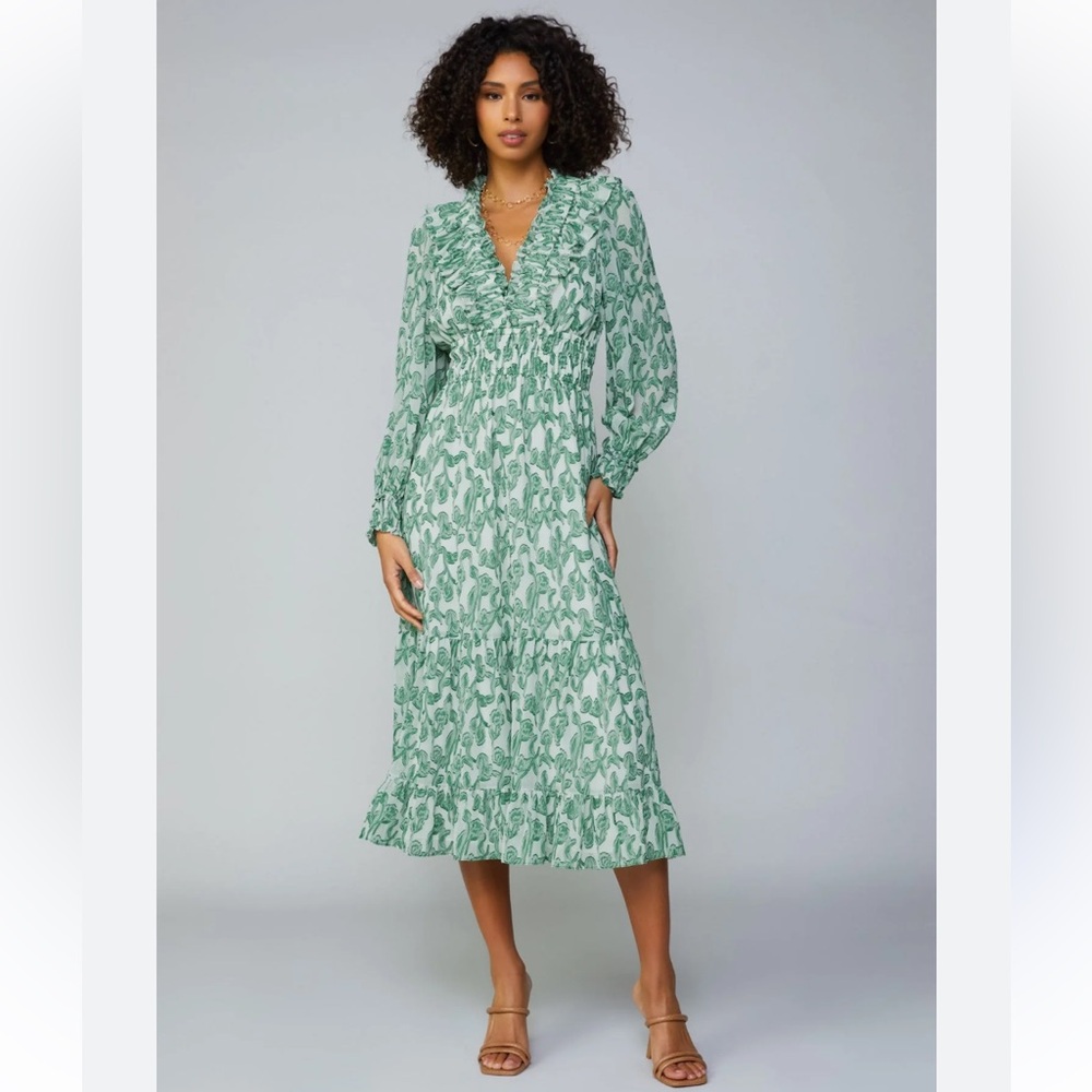 CURRENT AIR Elegant Green Floral Women's Dress
